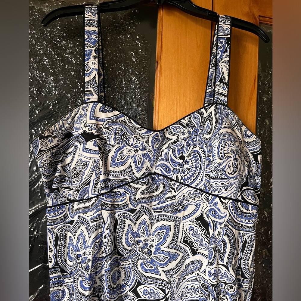 R&K Blue, White & Black Petite Summer Dress - Picture 2 of 6